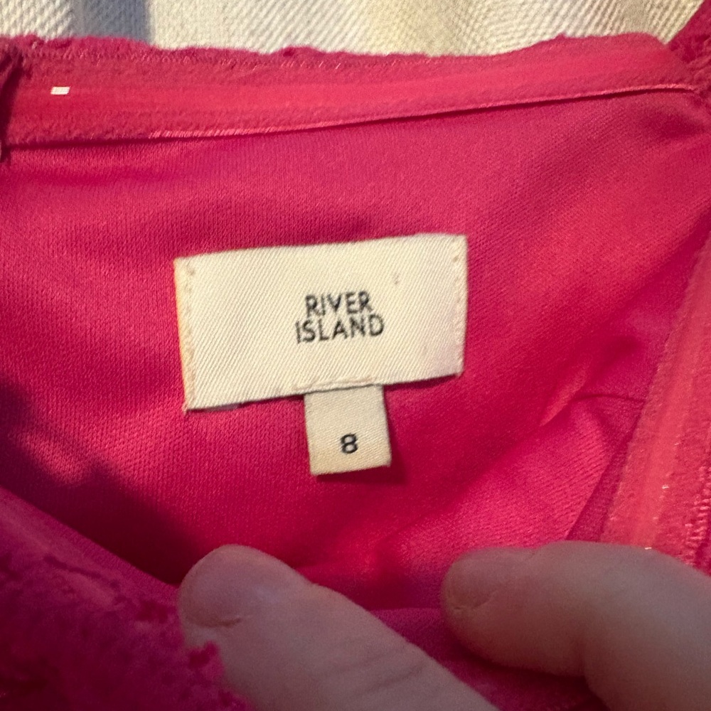 River Island Off The Shoulder Pink Lace Dress View 3